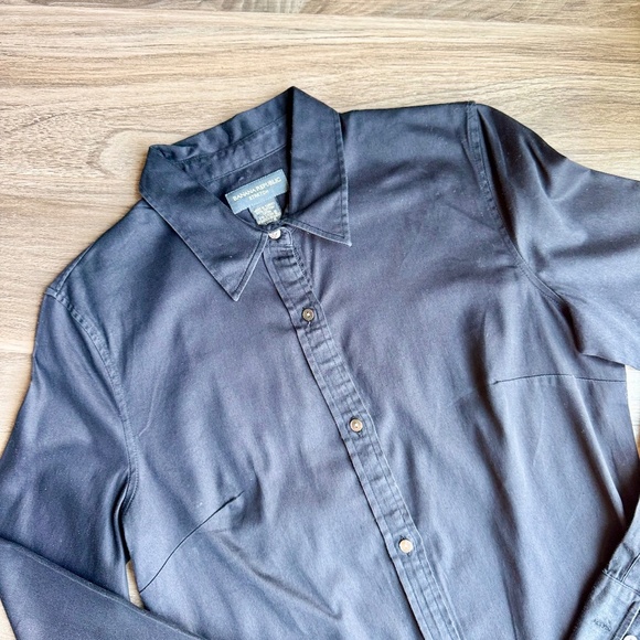 Banana Republic Black Stretch Long Sleeve Tailored Fit Button-Up Shirt – Size M - Picture 3 of 10